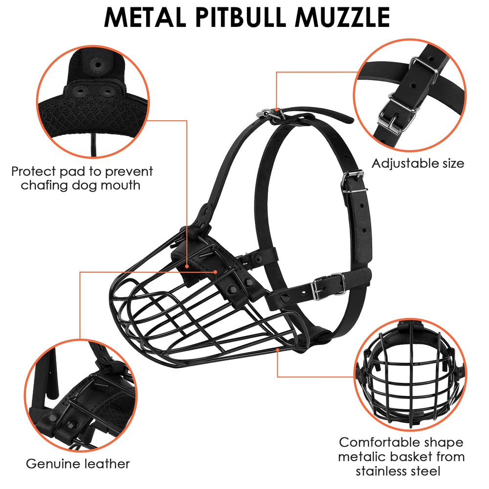 BUDKAS Pitbull Muzzle black leather strap color option