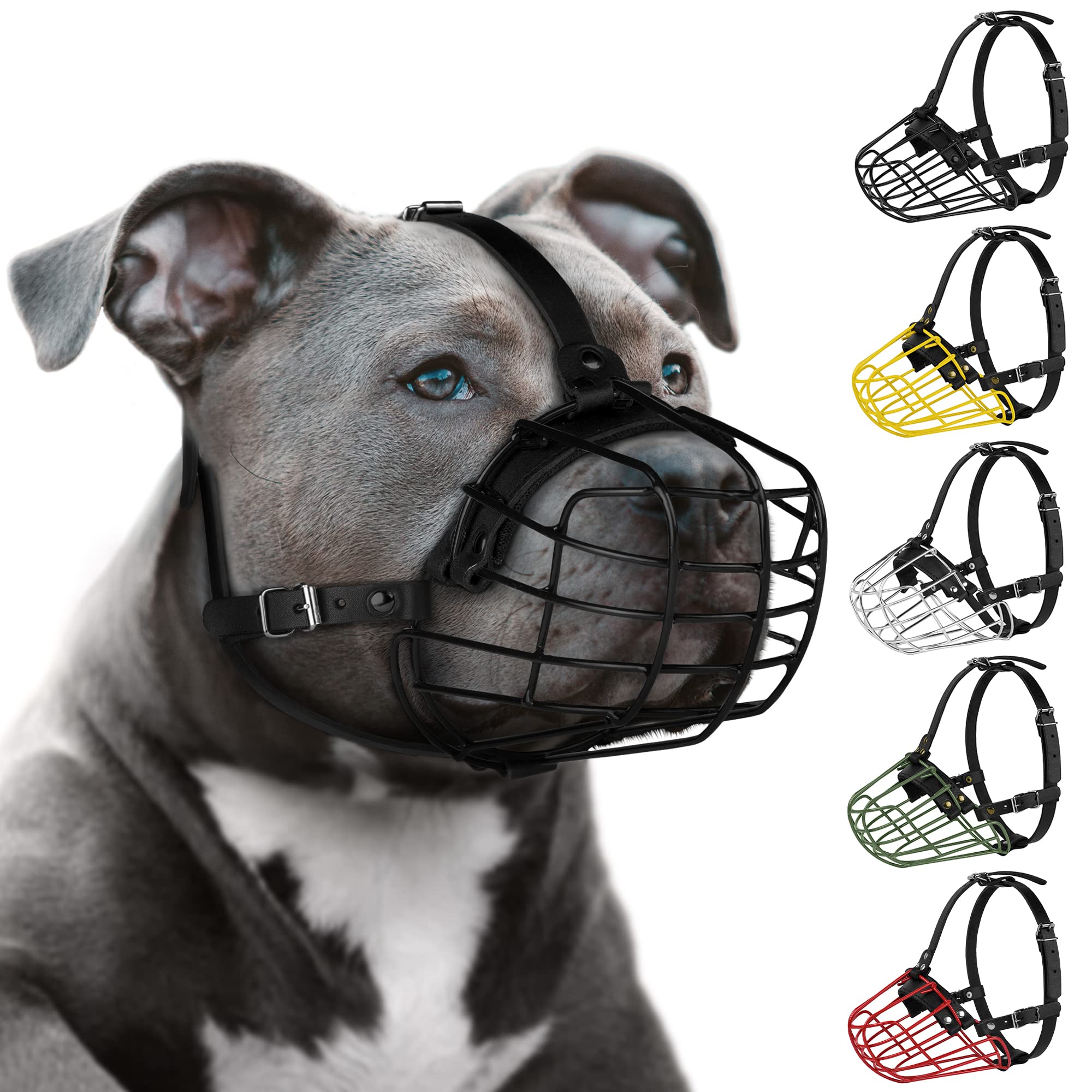BUDKAS Pitbull Muzzle metal mask for safer walks with airflow