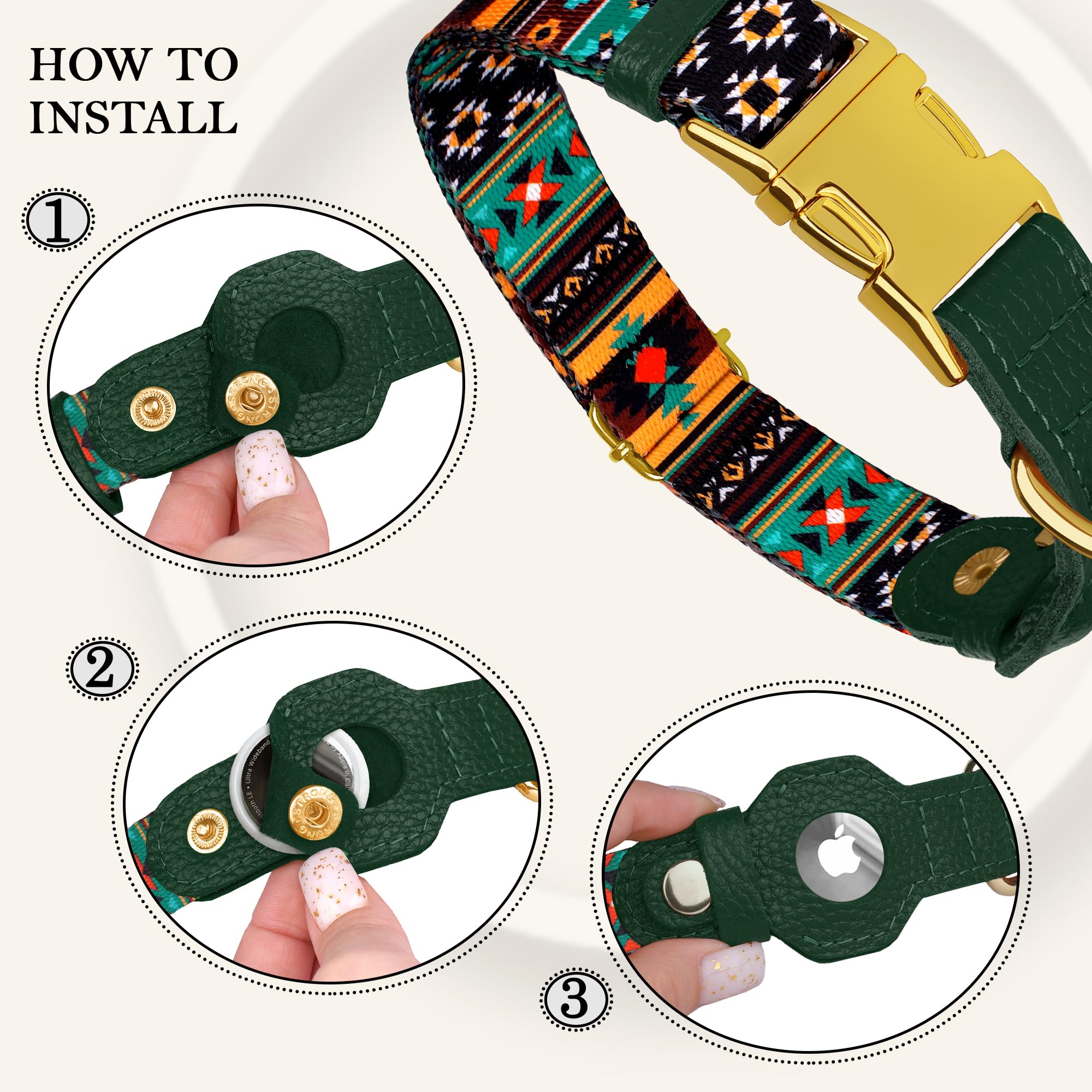 Budkas premium-leather-nylon-collar blends style and durability for daily wear.