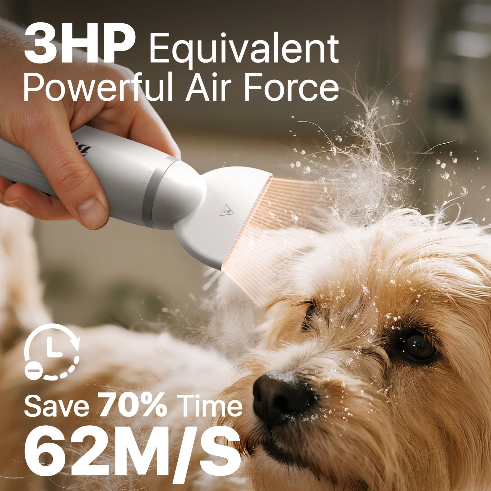 Buenkee dog dryer handheld with three nozzles included for targeted drying