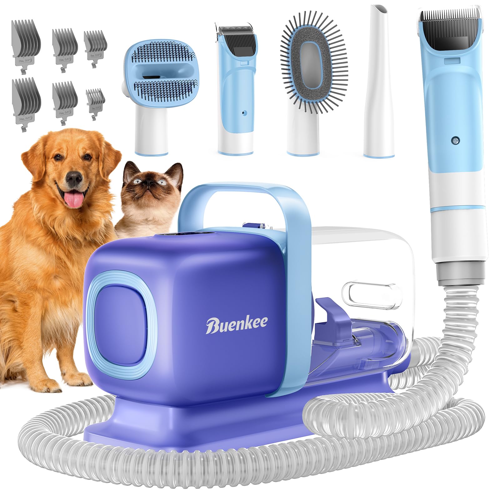 buenkee dog grooming kit vacuum action with 2L dustbin for mess-free grooming