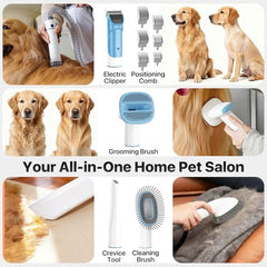 buenkee dog grooming kit vacuum attachment captures loose fur during trimming