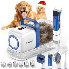 Buenkee dog grooming kit vacuum integration captures loose fur during grooming