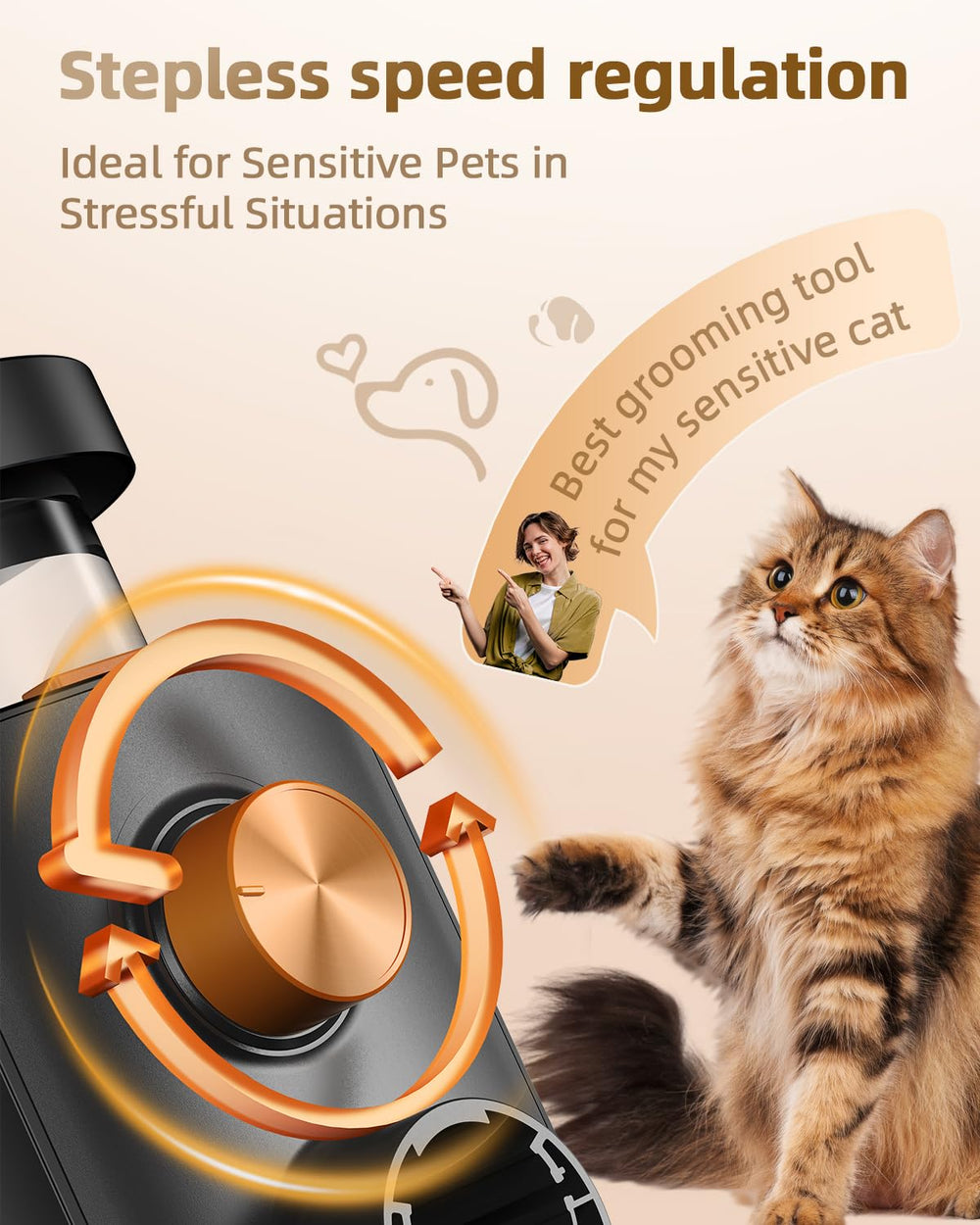Buenkee dog grooming vacuum 14KPa suction for thorough fur pickup on carpets.