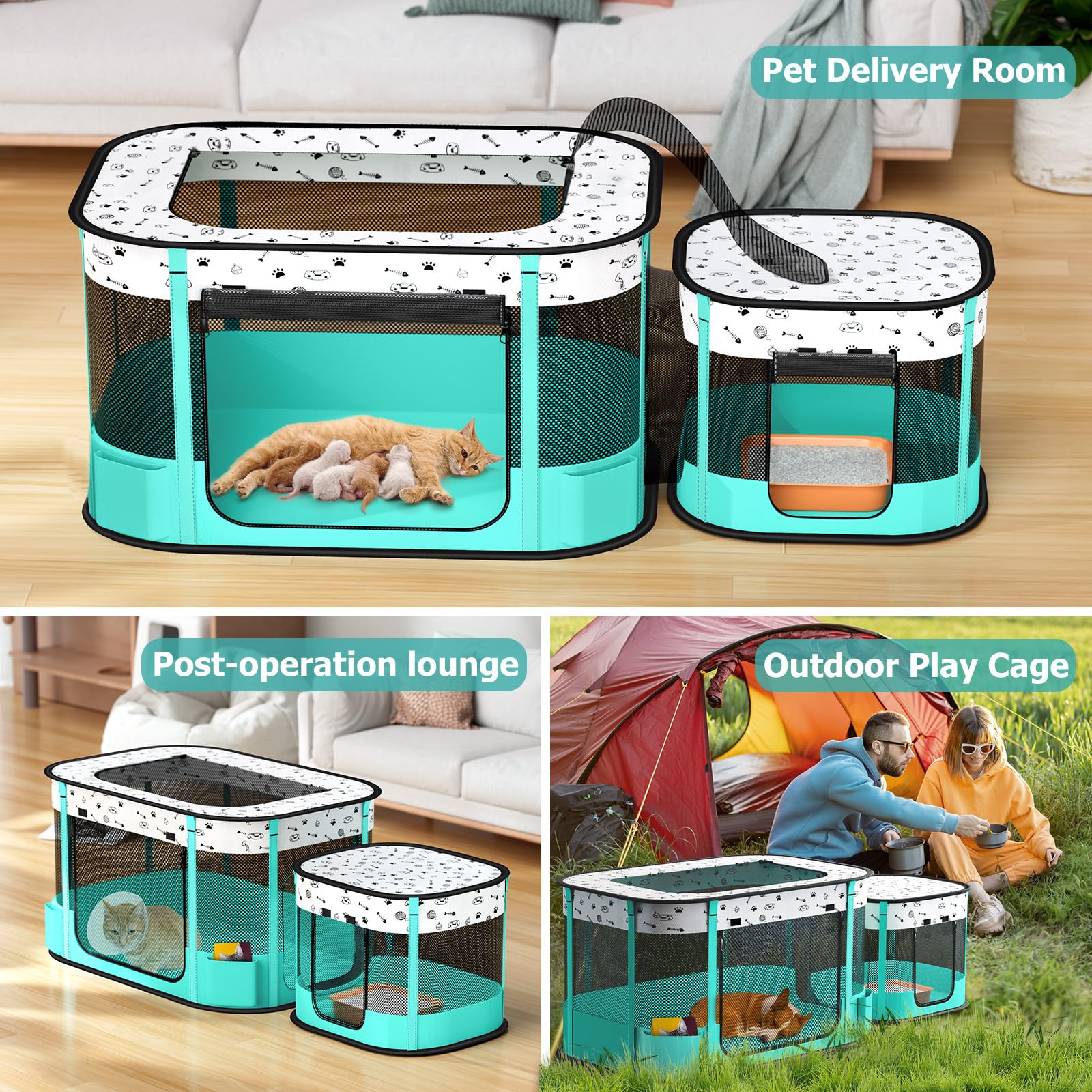 BUFOR playpen side-pocket storage keeps essentials handy