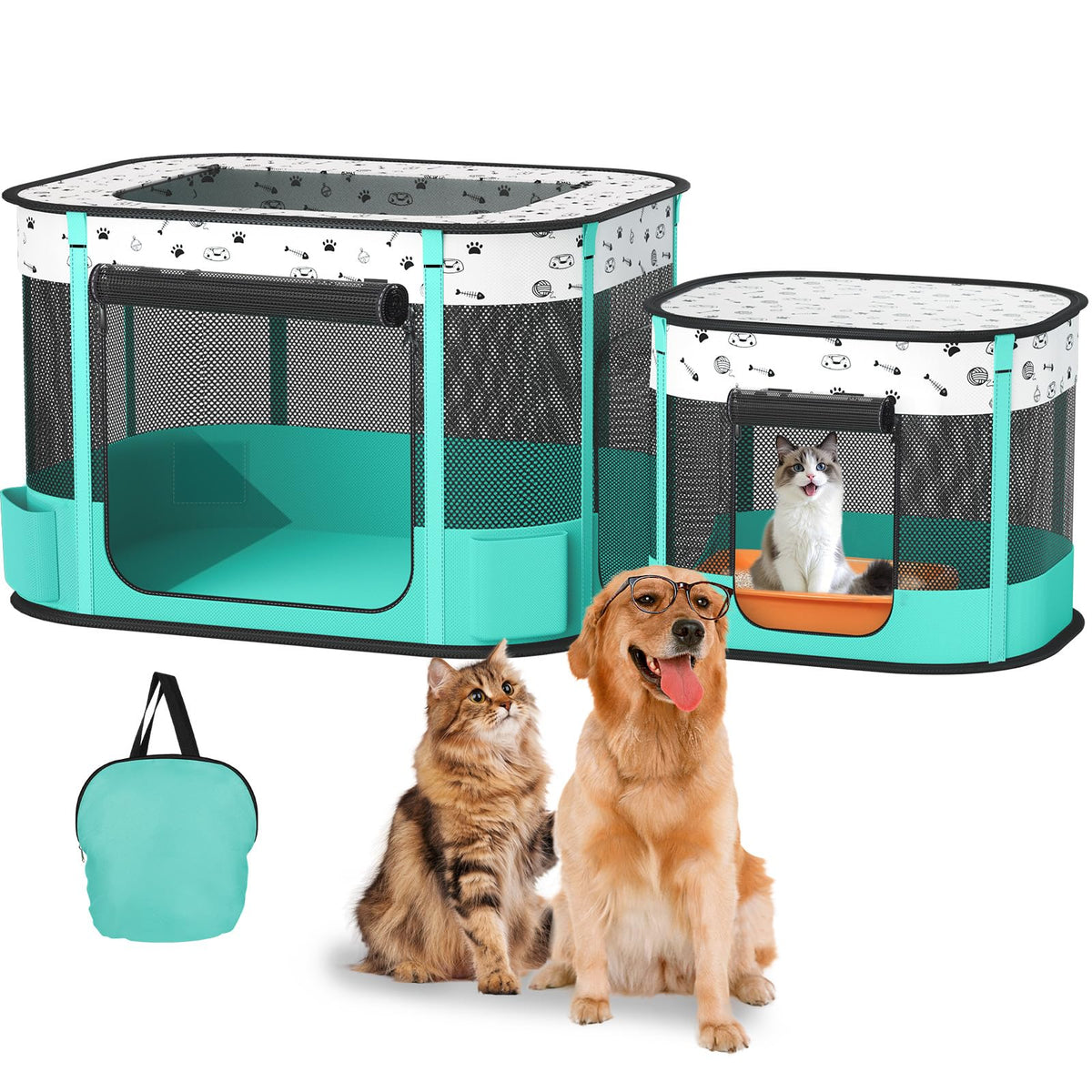 BUFOR portable cat playpen folded case for easy storage and travel