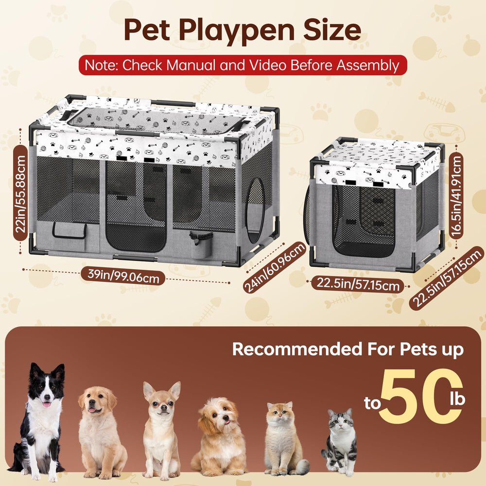 BUFOR Portable Cat Playpen side pocket stores essentials during travel.