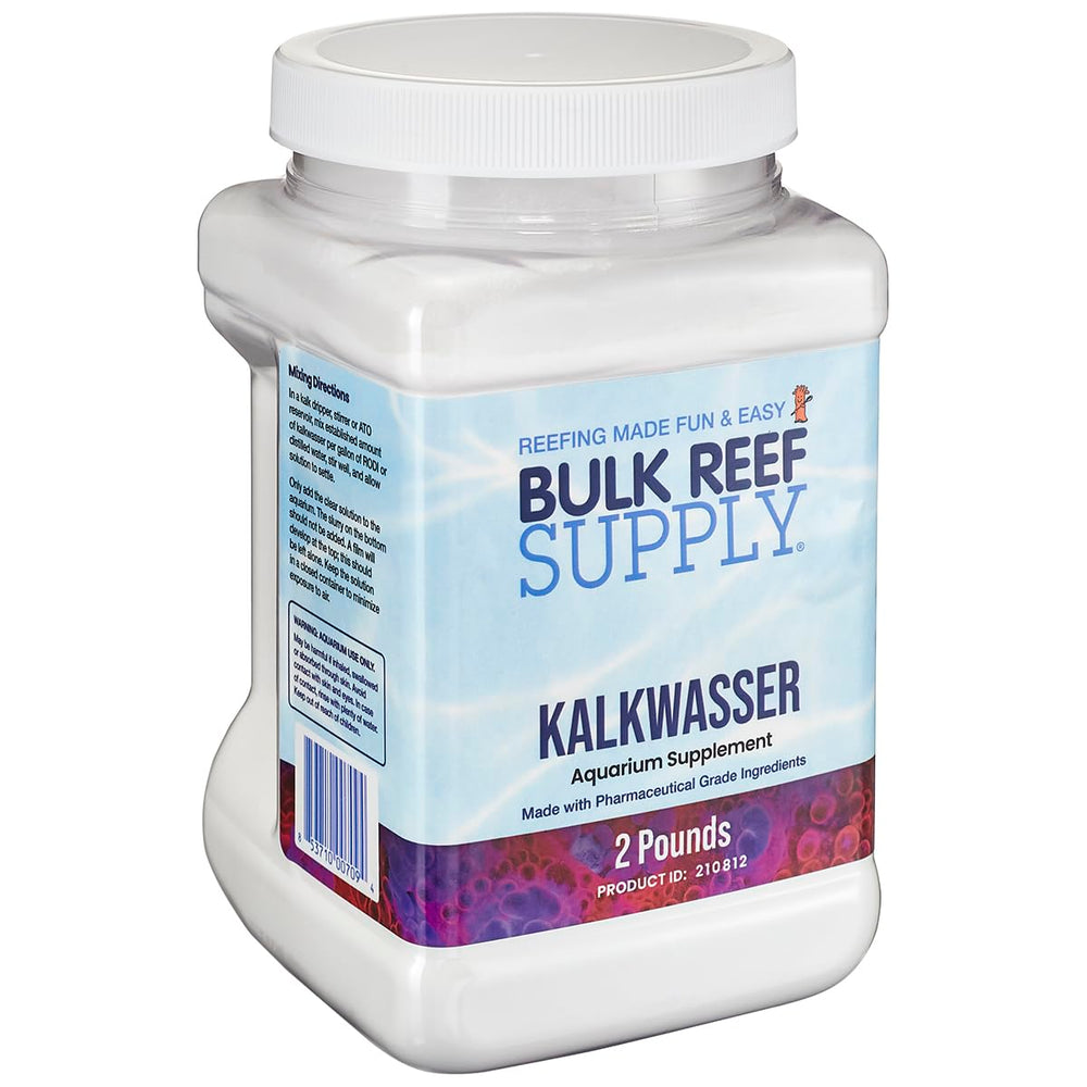 Bulk Reef Supply Kalkwasser mixing setup showing dosing solution improving pH stability.