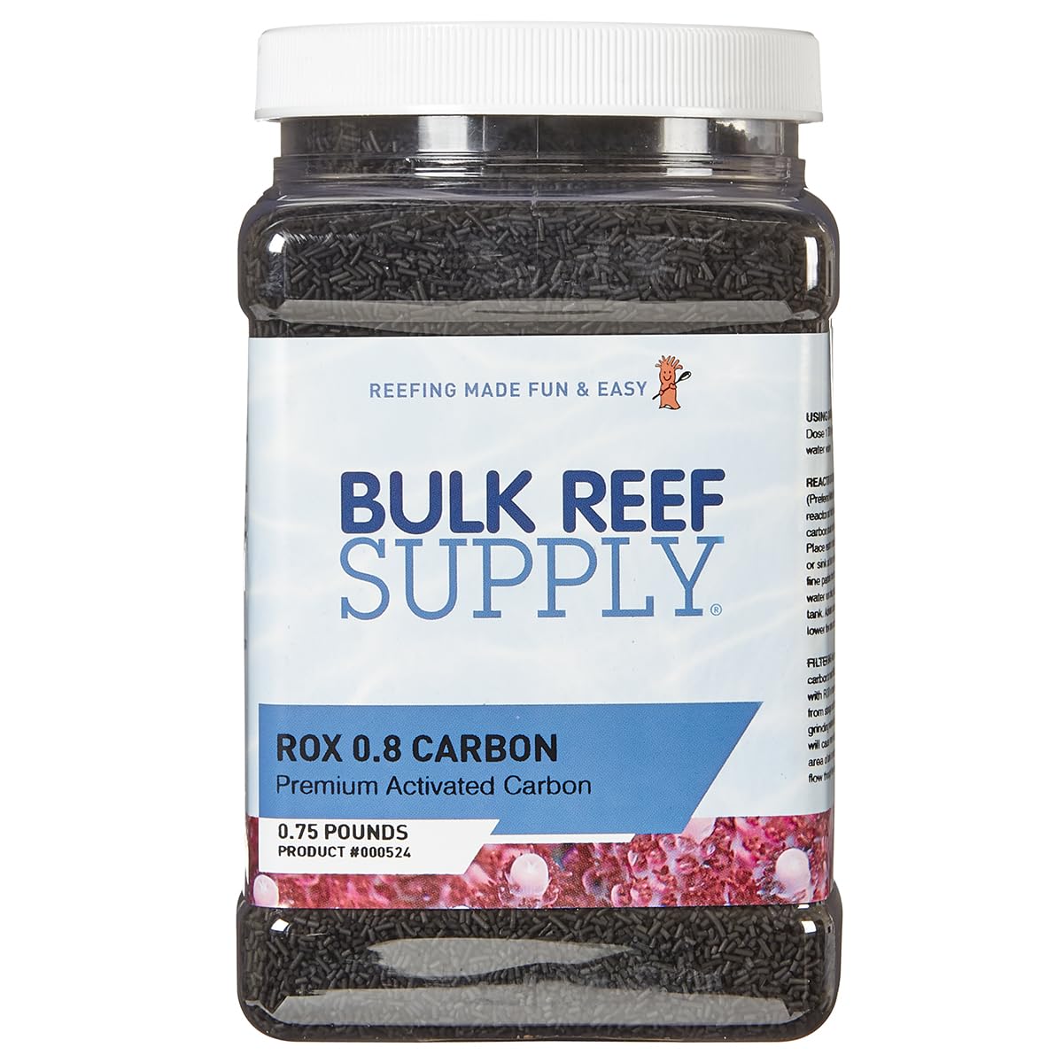 Bulk Reef Supply ROX 0.8 carbon packaging for premium aquarium filtration.