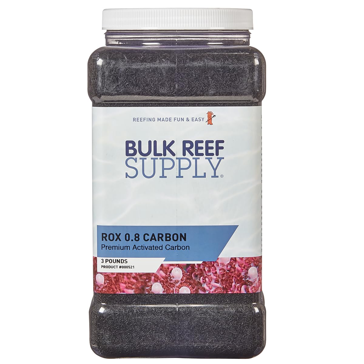 Bulk Reef Supply ROX 0.8 carbon pellets in a bag for clear water and odor control.