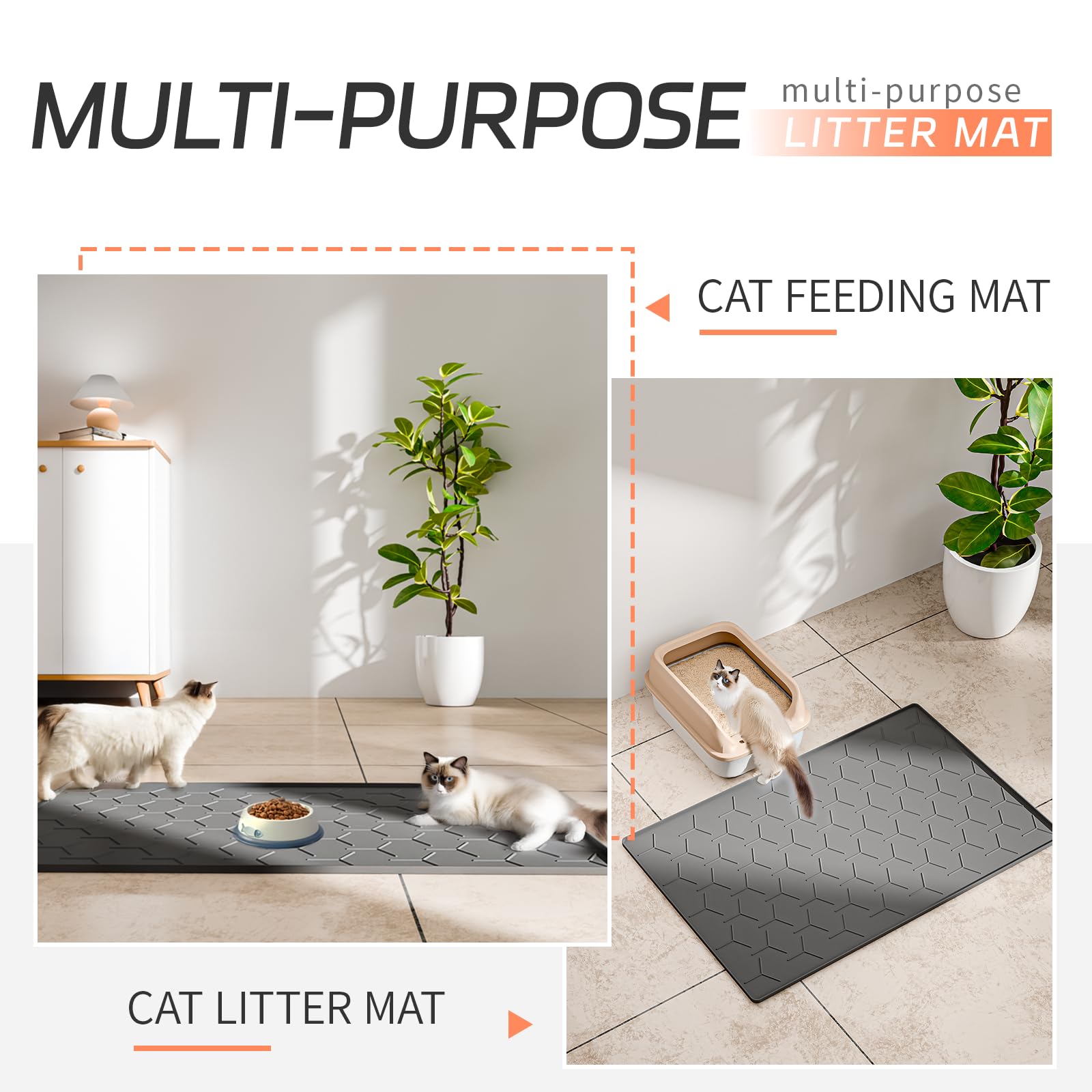 Bulkniu Litter Mat anti-slip surface prevents shifting during use.
