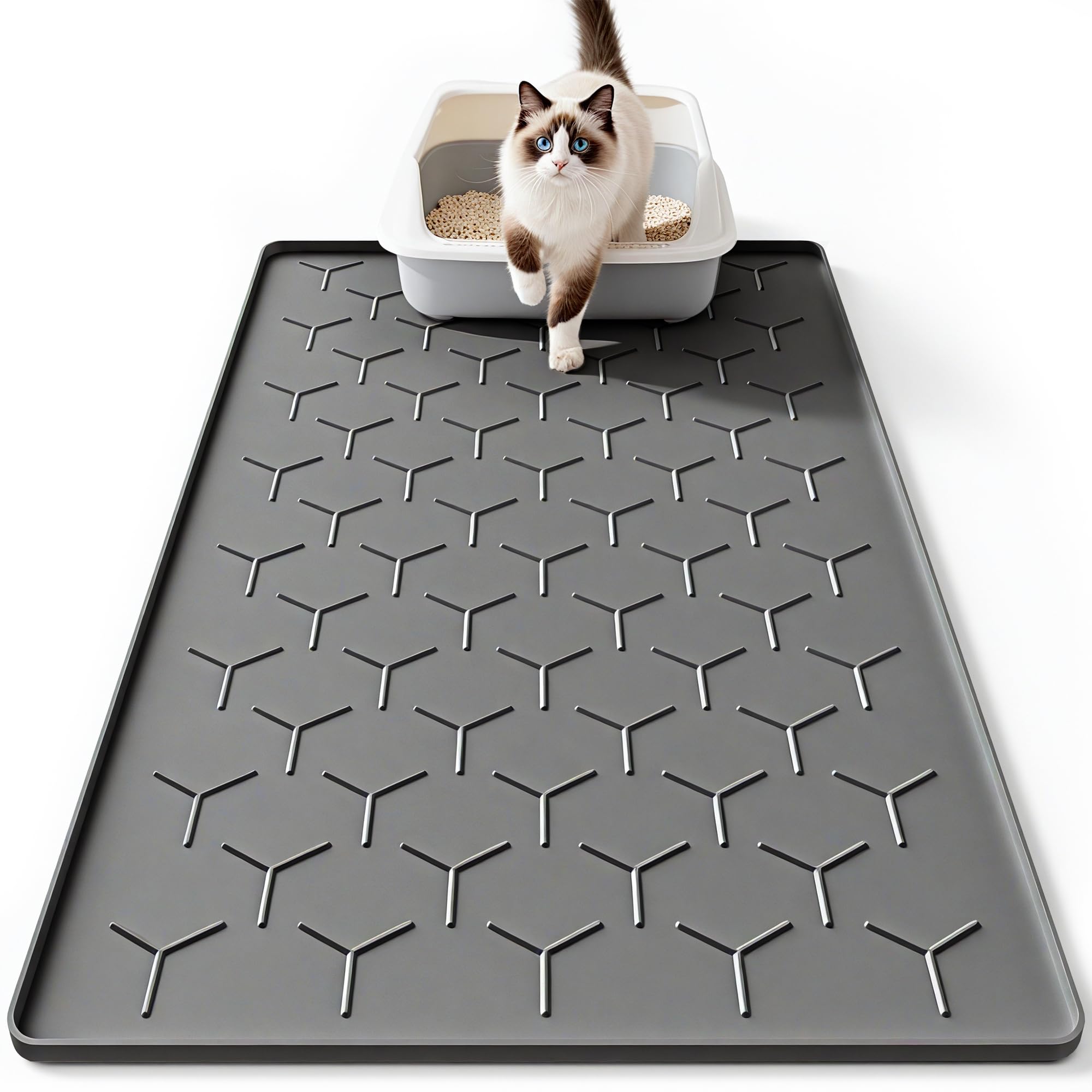 Bulkniu Litter Mat wide view shows large 22x34 coverage for litter control.