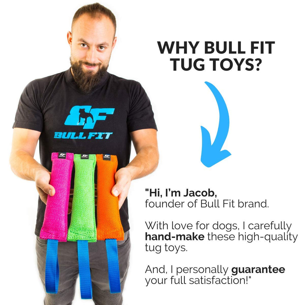 Bull Fit K9 bite tug toy for puppy training and adult dogs alike.