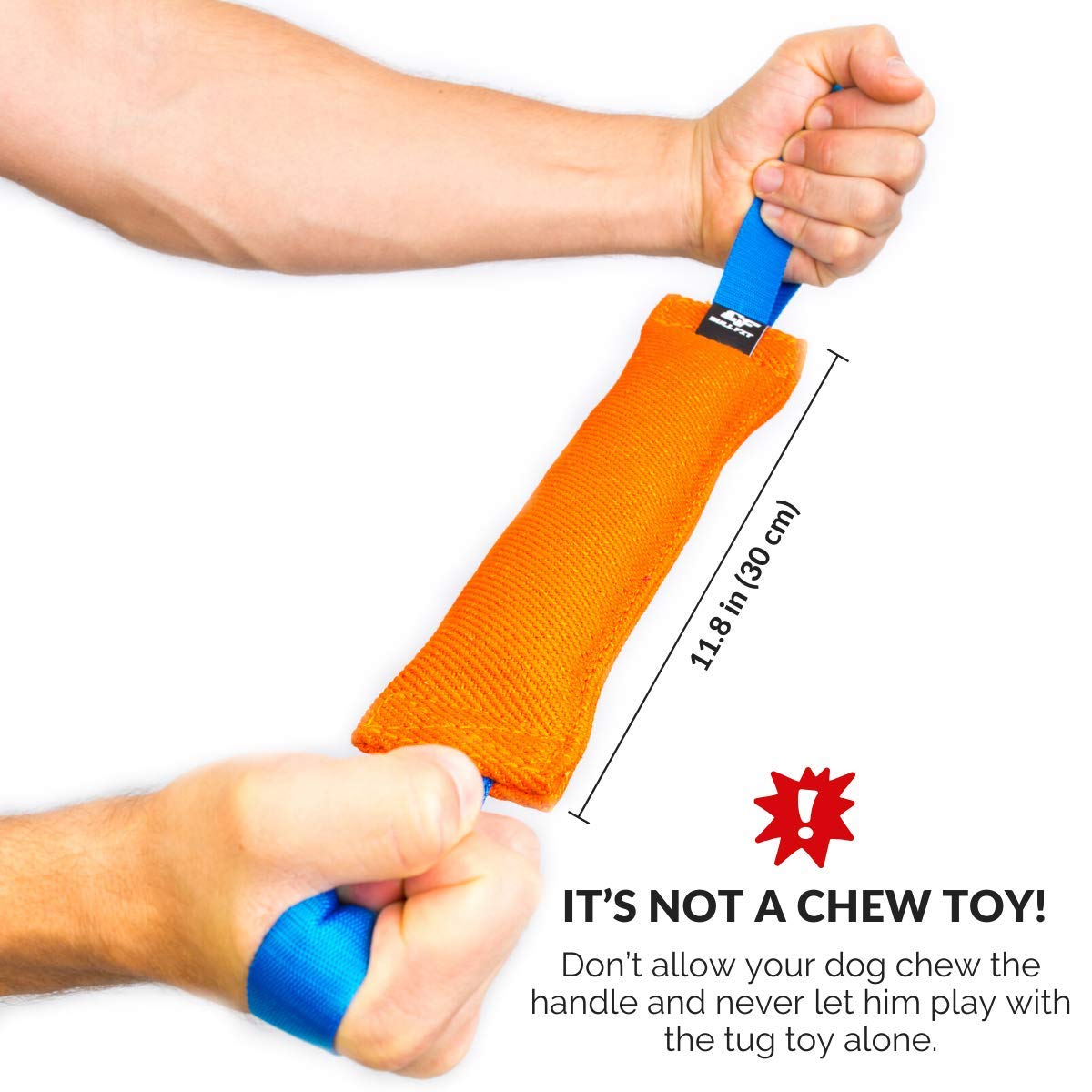 Bull Fit K9 tug toy puppy training use image demonstrates soft bite-suit material