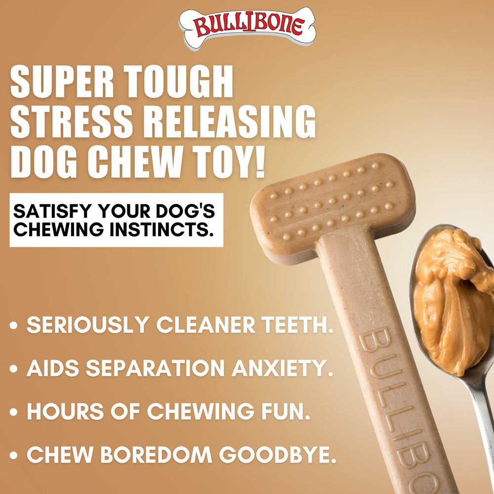 Bullibone peanut butter flavored nylon bone encourages extended chewing sessions.