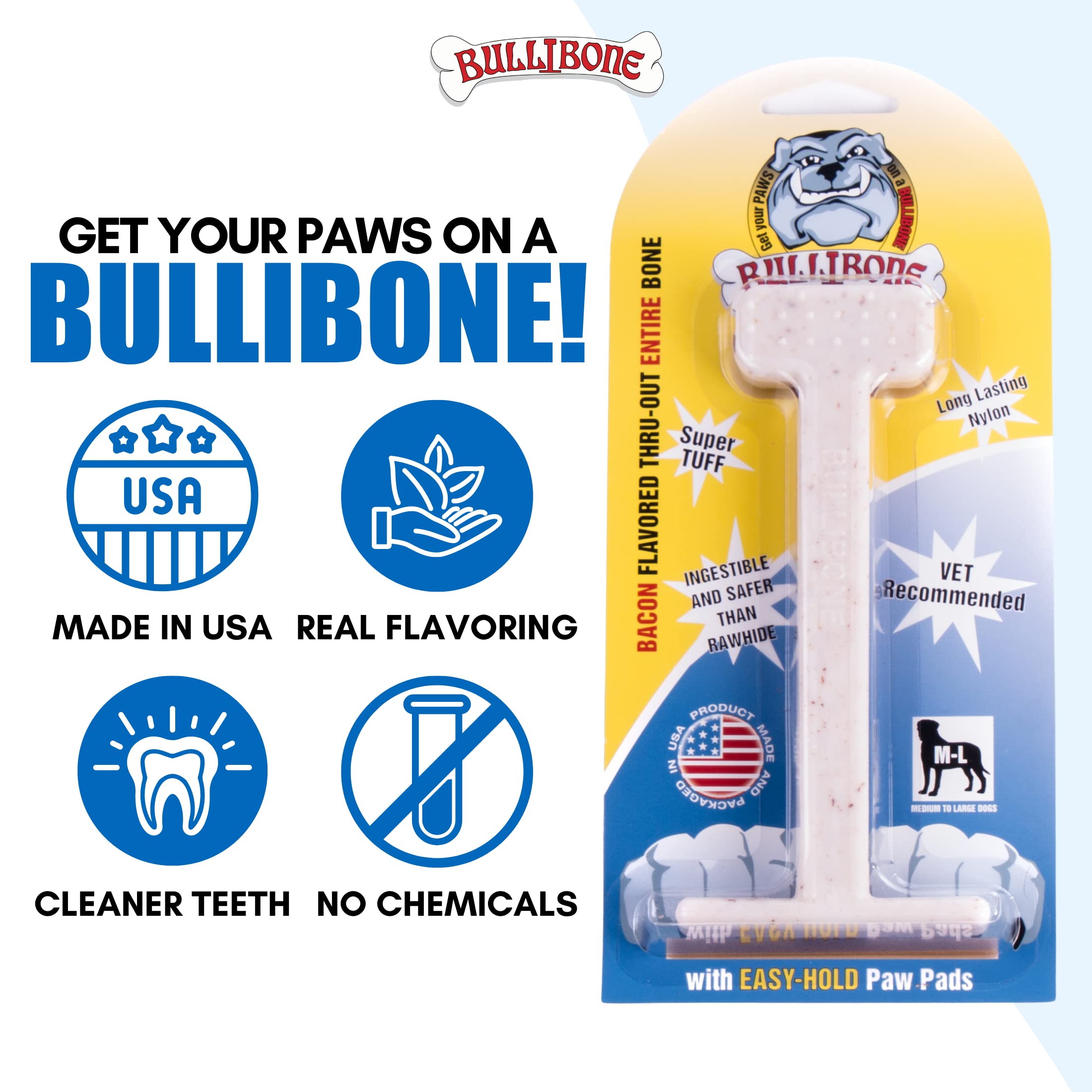 Bullibone textured surface for chewing can massage gums and promote engagement