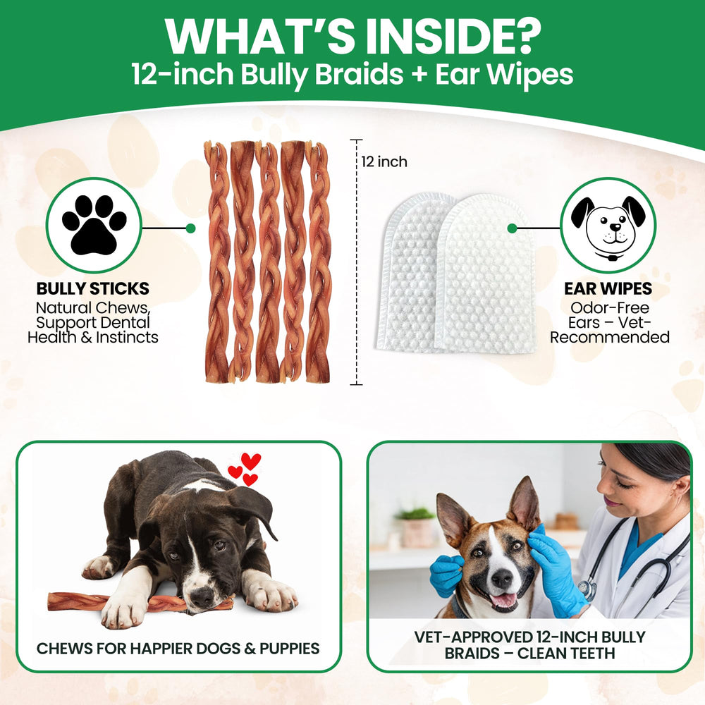 Bully Bark Naturals odor-free braided bully stick for mess-free use
