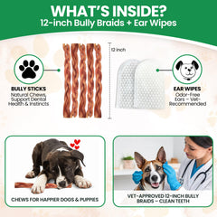Bully Bark Naturals odor-free braided bully stick for mess-free use