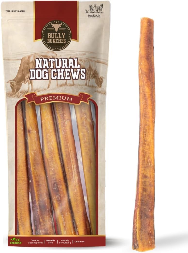 Bully Bunches 12inch bully-stick-pack keeps medium to large dogs busy and satisfied.