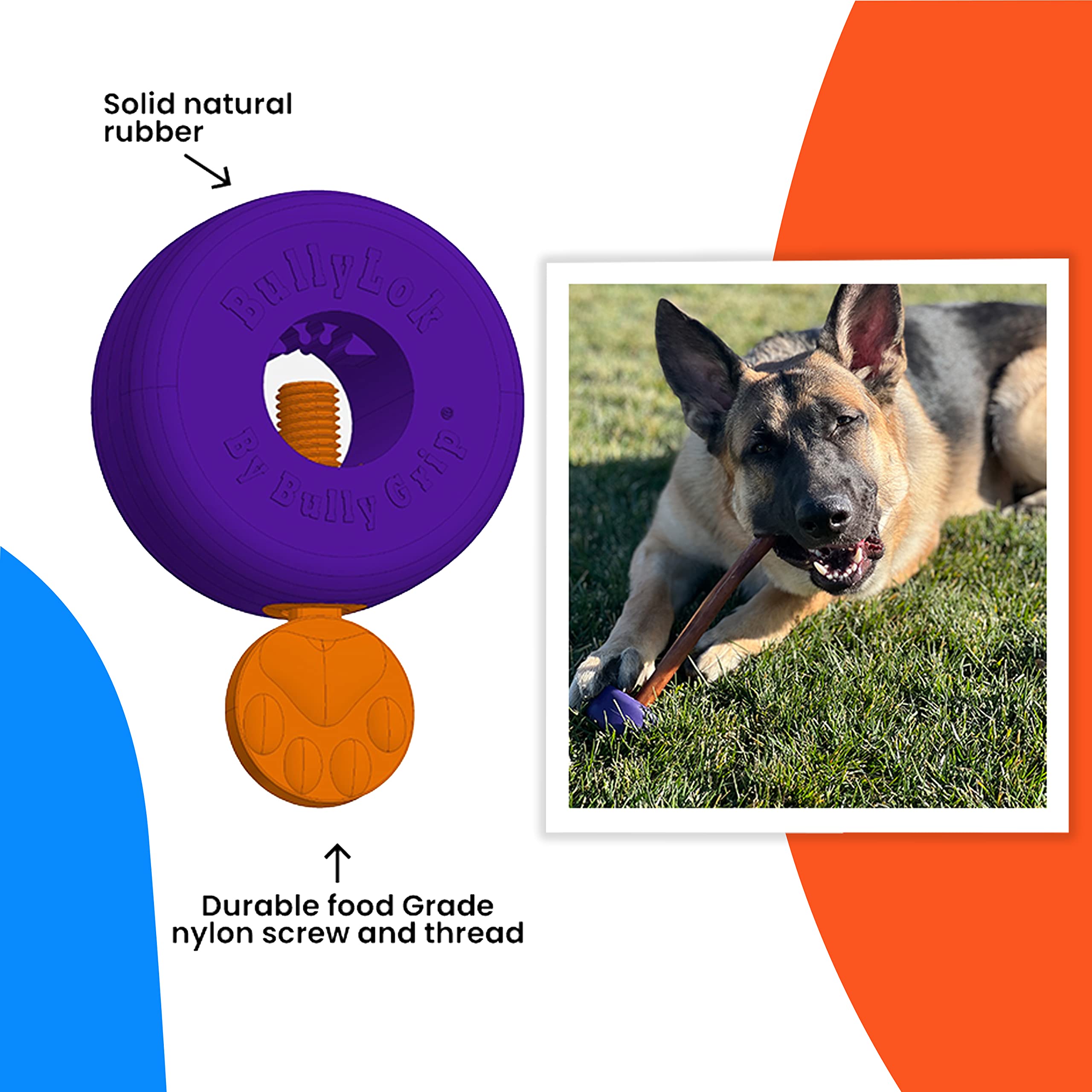 Bully Lok nylon screw locks tough chews securely.