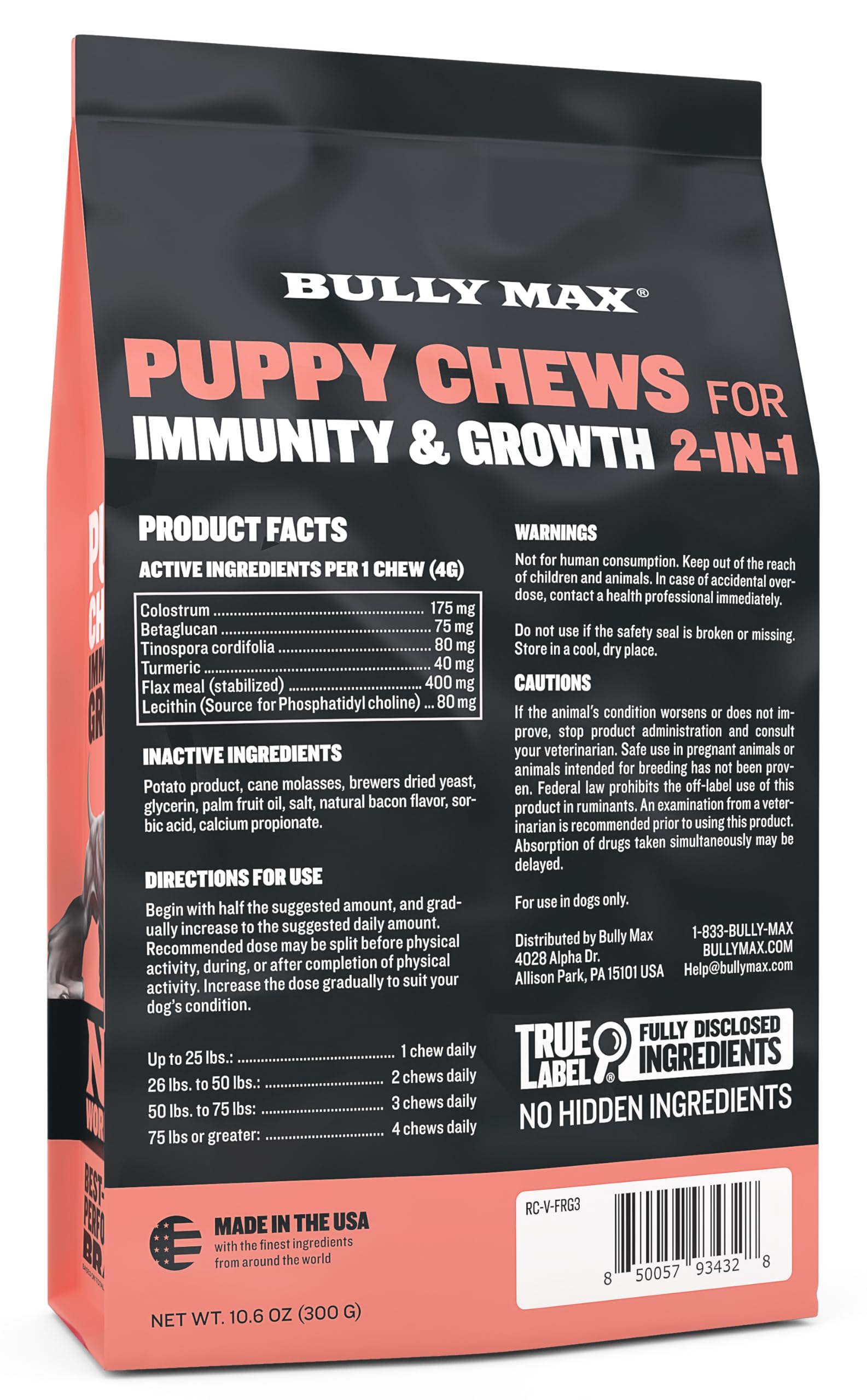 Close-up of Bully Max 2-in-1 puppy chews with soft texture.