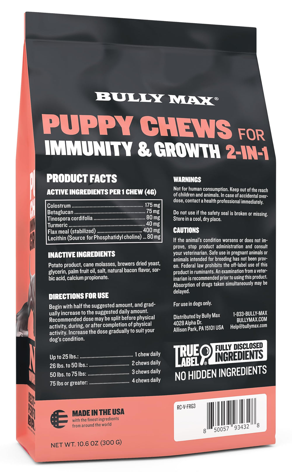Close-up of Bully Max 2-in-1 puppy chews with soft texture.