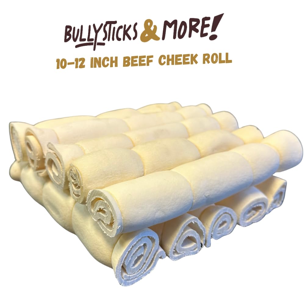 BULLYSTICKS & MORE Beef Cheek Rolls close-up; single-ingredient, low-fat chew
