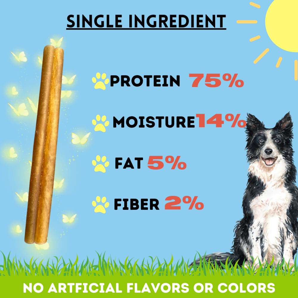 BULLYSTICKS & MORE beef collagen sticks close-up; satisfying chew helps reduce boredom during the day.