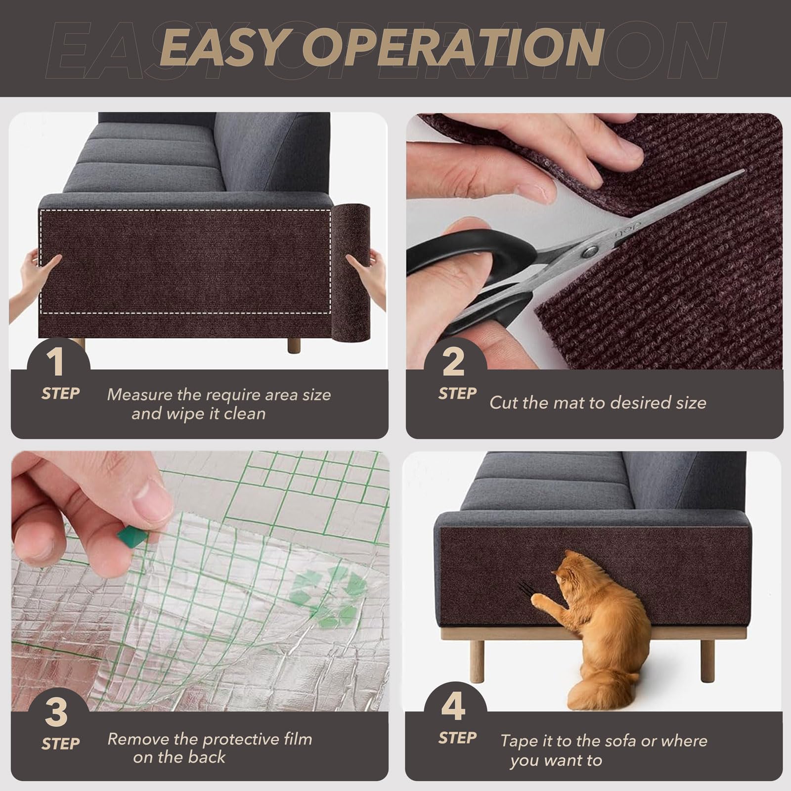 BumaiGo cat-scratching-mat multi-purpose-use suits sofas, walls, doors