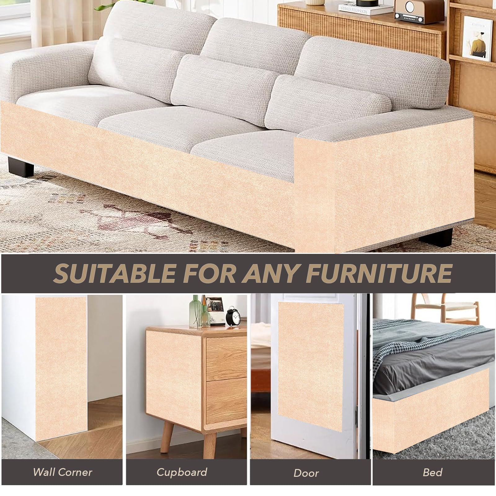 BumaiGo beige cat scratching mat complements home decor.