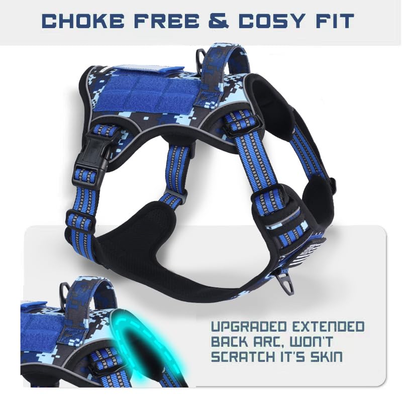 BUMBIN adjustable vest harness for small dogs in blue camouflage.