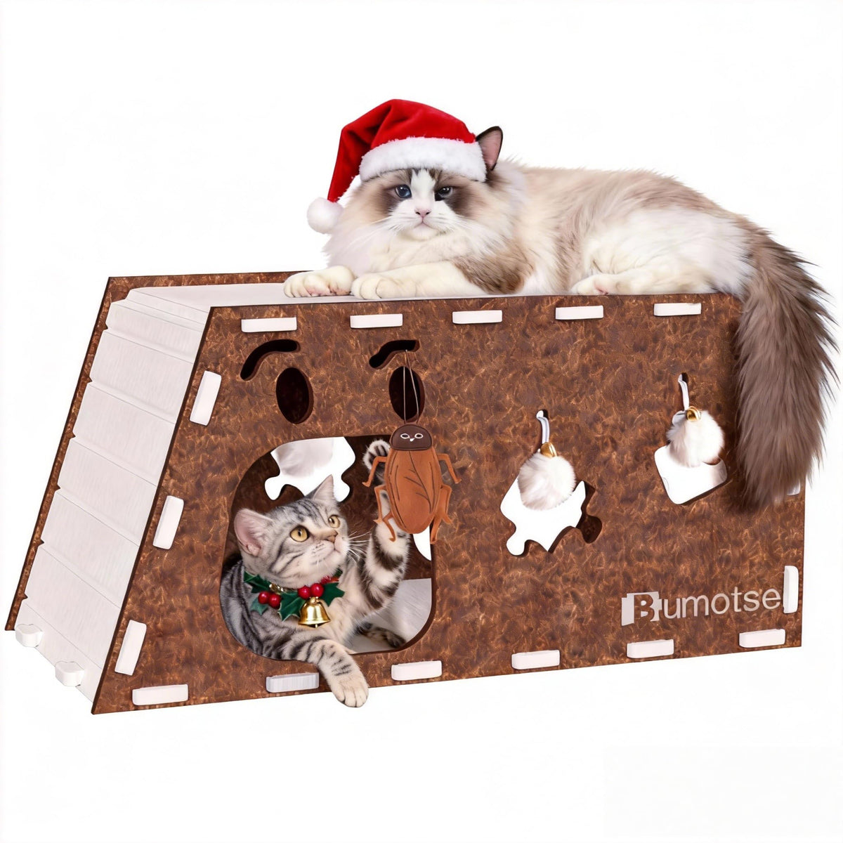 Bumotse cat bed cave cozy entrance invites quiet naps and secure hideaway.