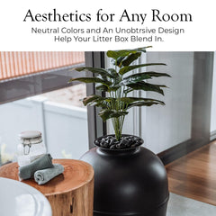 Bundle & Bliss Secret Litter Box hidden enclosure in room provides clutter-free aesthetics.