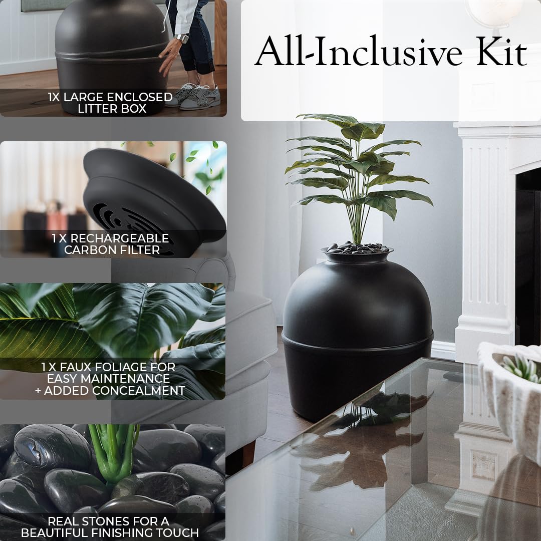 Bundle & Bliss Secret Litter Box real stones decor enhances premium look.