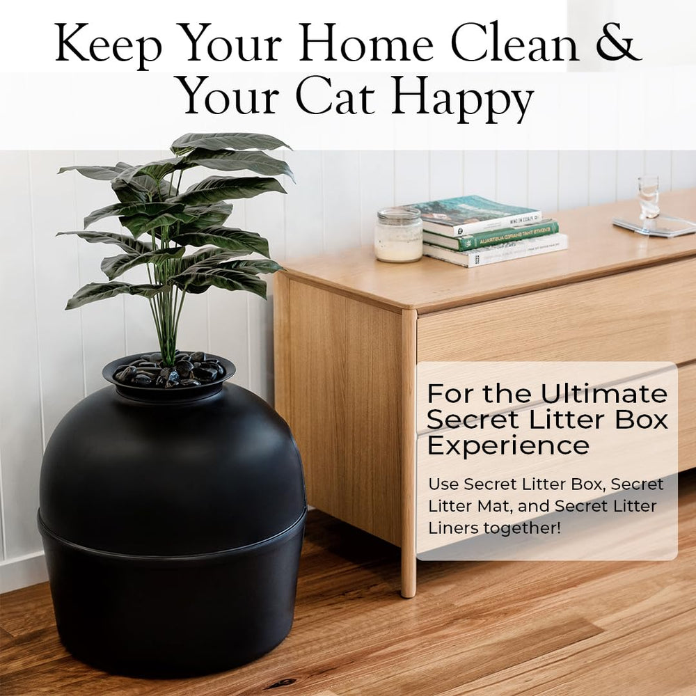 Bundle & Bliss Secret Litter Box track-free interior supports high-peeing cats.