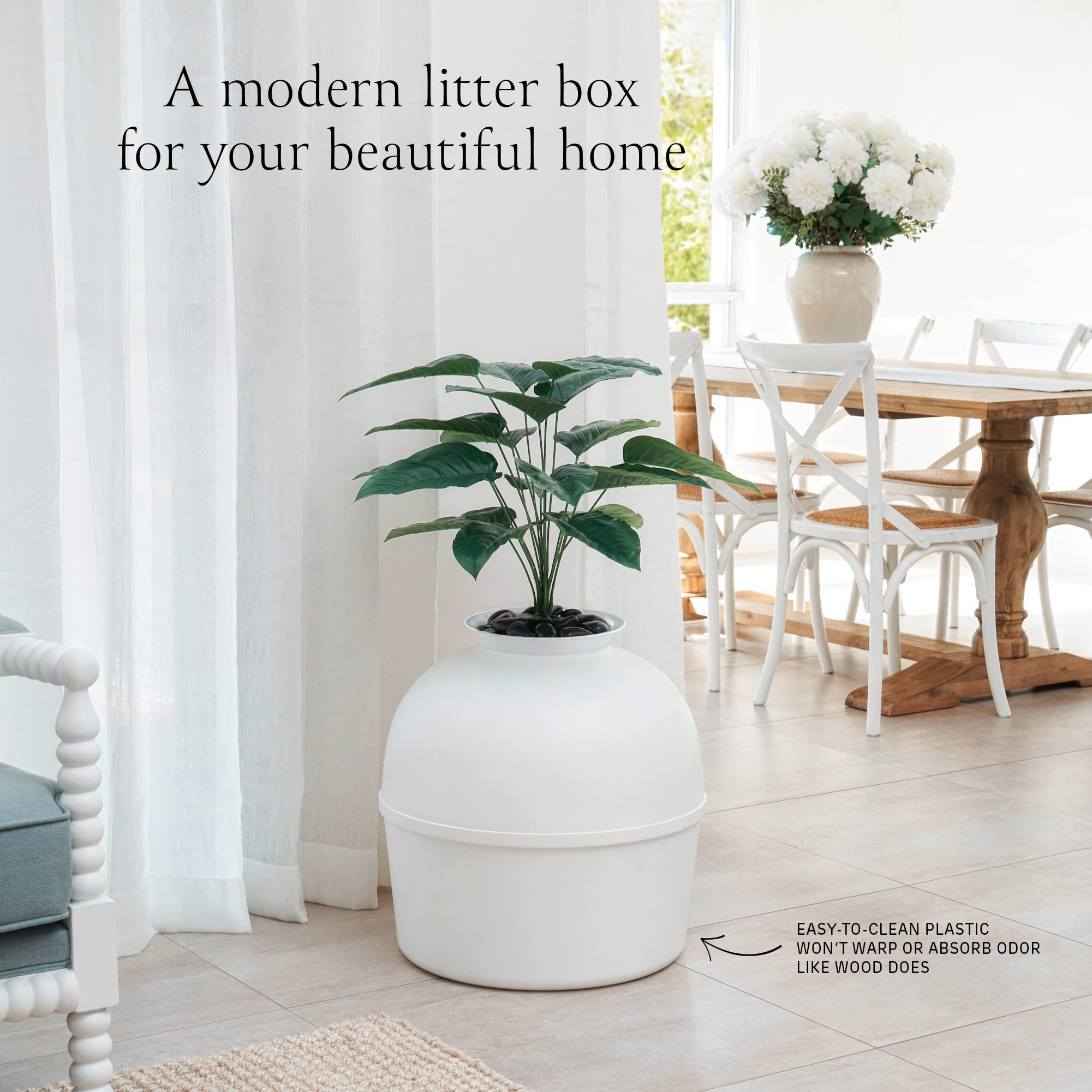 Bundle & Bliss Secret Litter Box track-free interior for high-peeing cats.