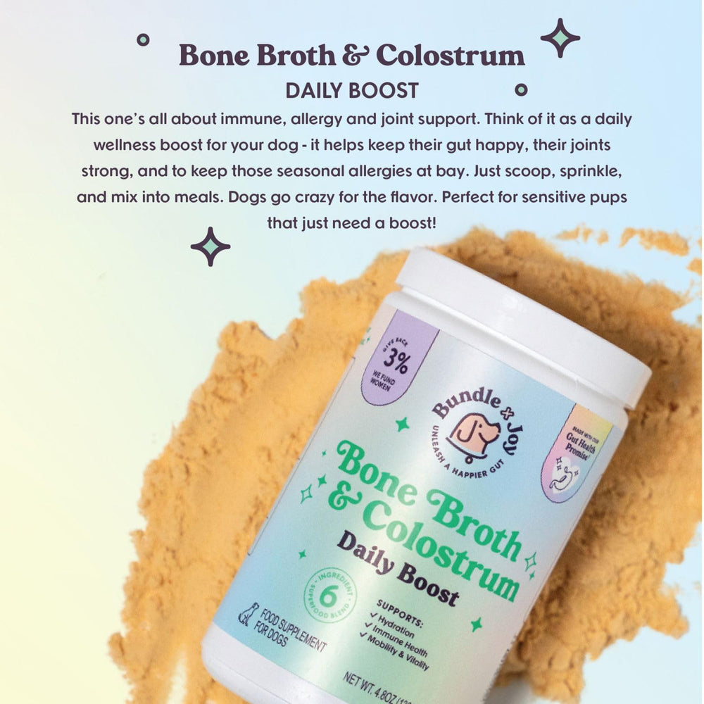 Bundle x Joy colostrum blend close-up emphasizes immune-supporting daily routine.