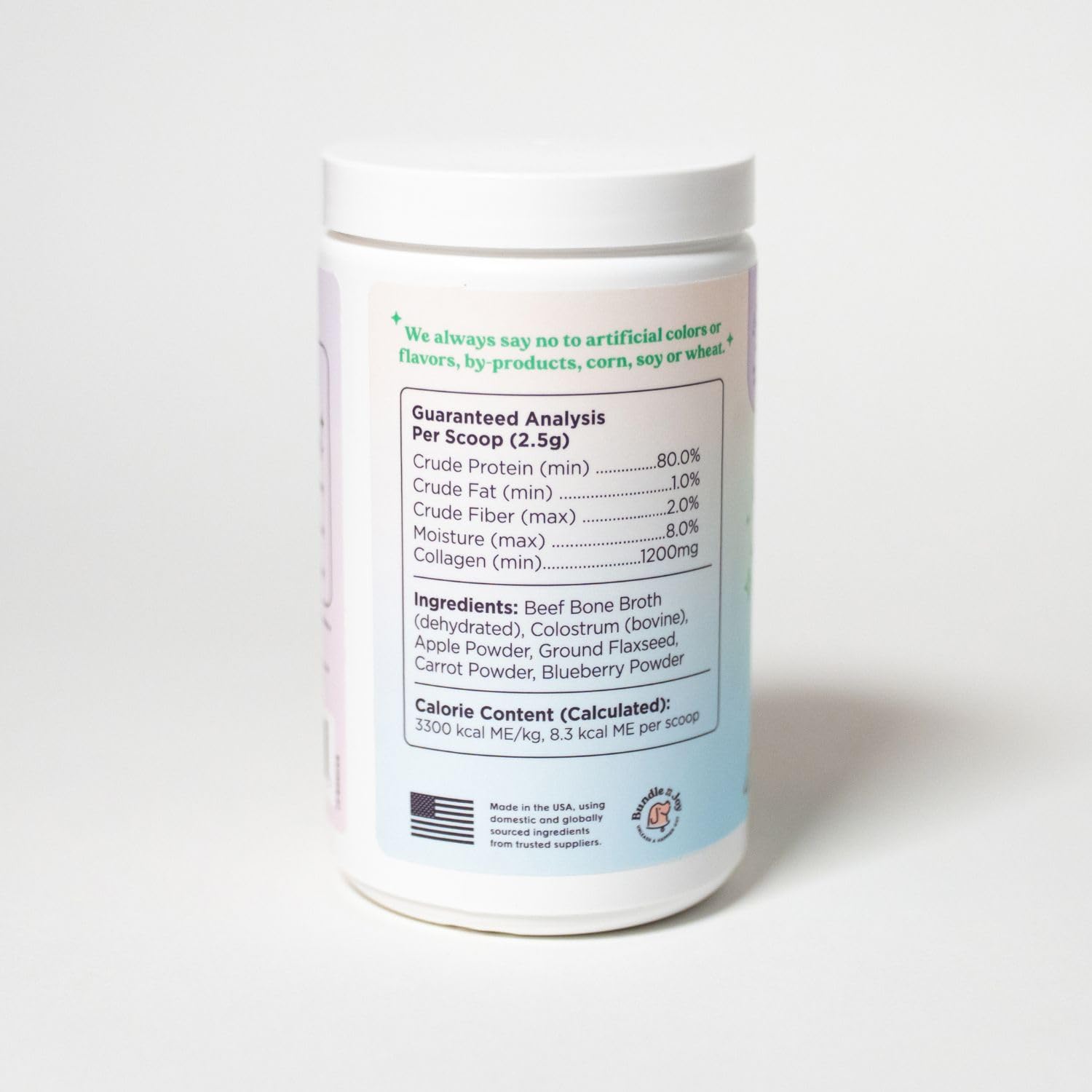 Bundle x Joy scoop and powder pack show easy dosing for gut health support.