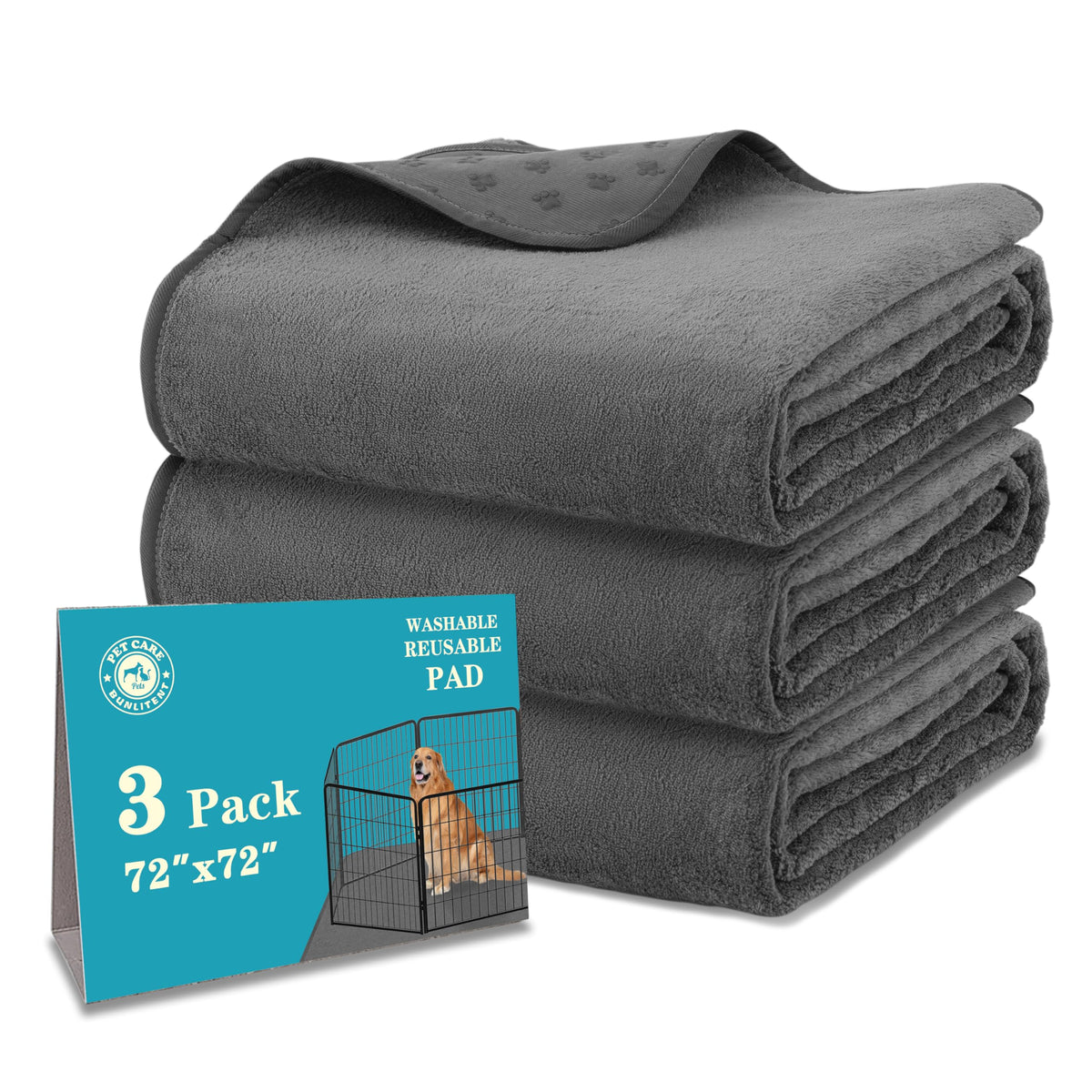 Bunlitent Washable Pee Pad 72x72 folded closeup showing absorbent surface for mess reduction