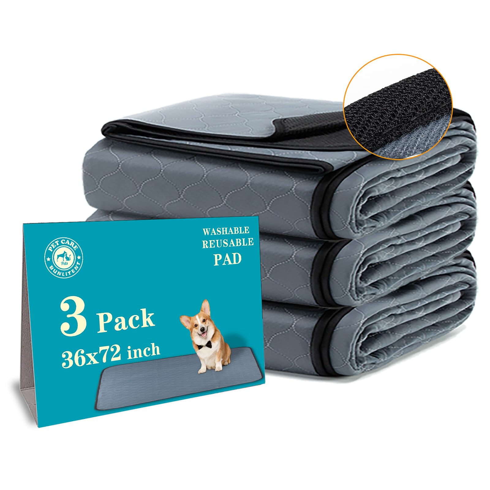 Bunlitent Washable Pee Pad absorbent quick-dry layer protecting floors.