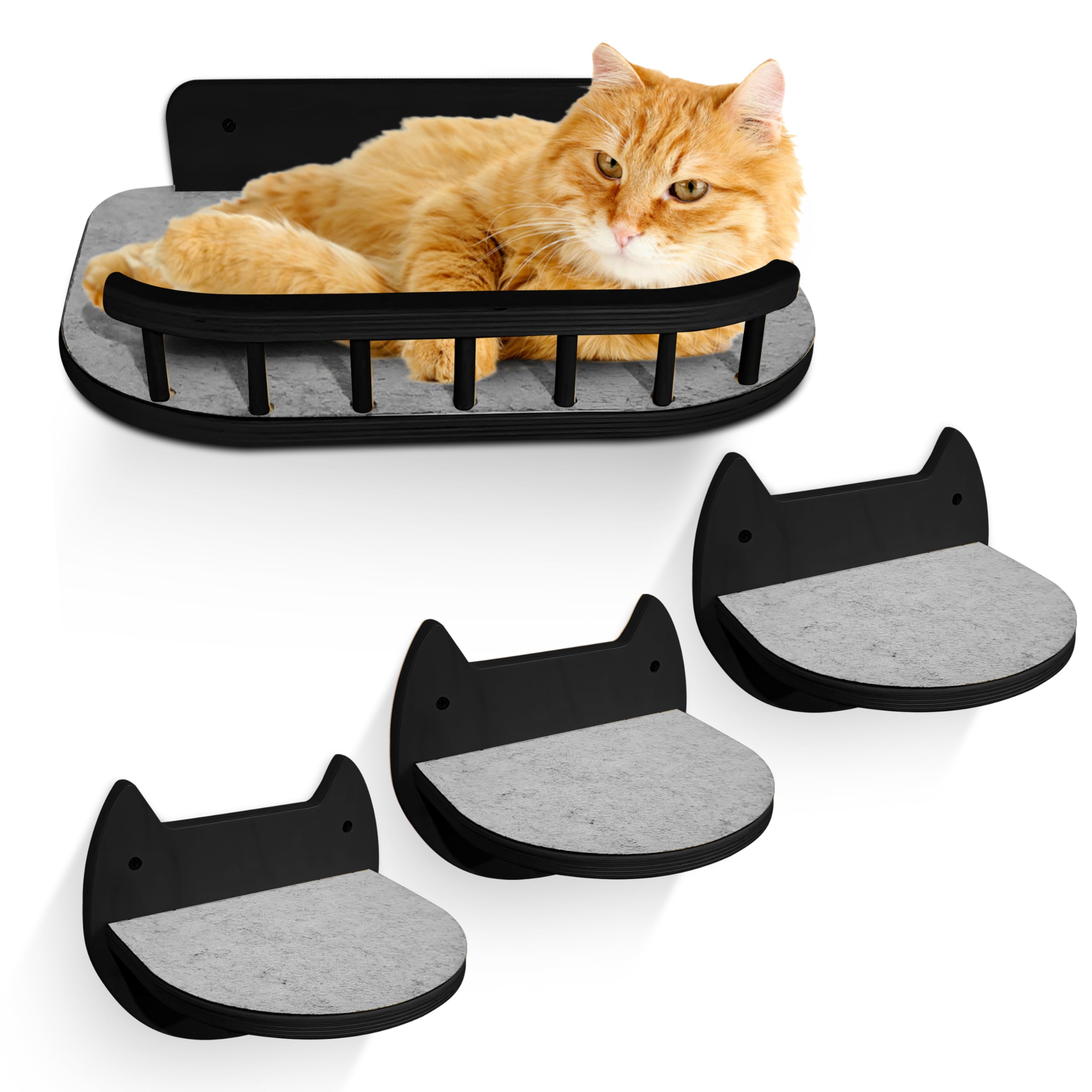 BUOGA cat wall shelves three-step perch for secure elevated rest