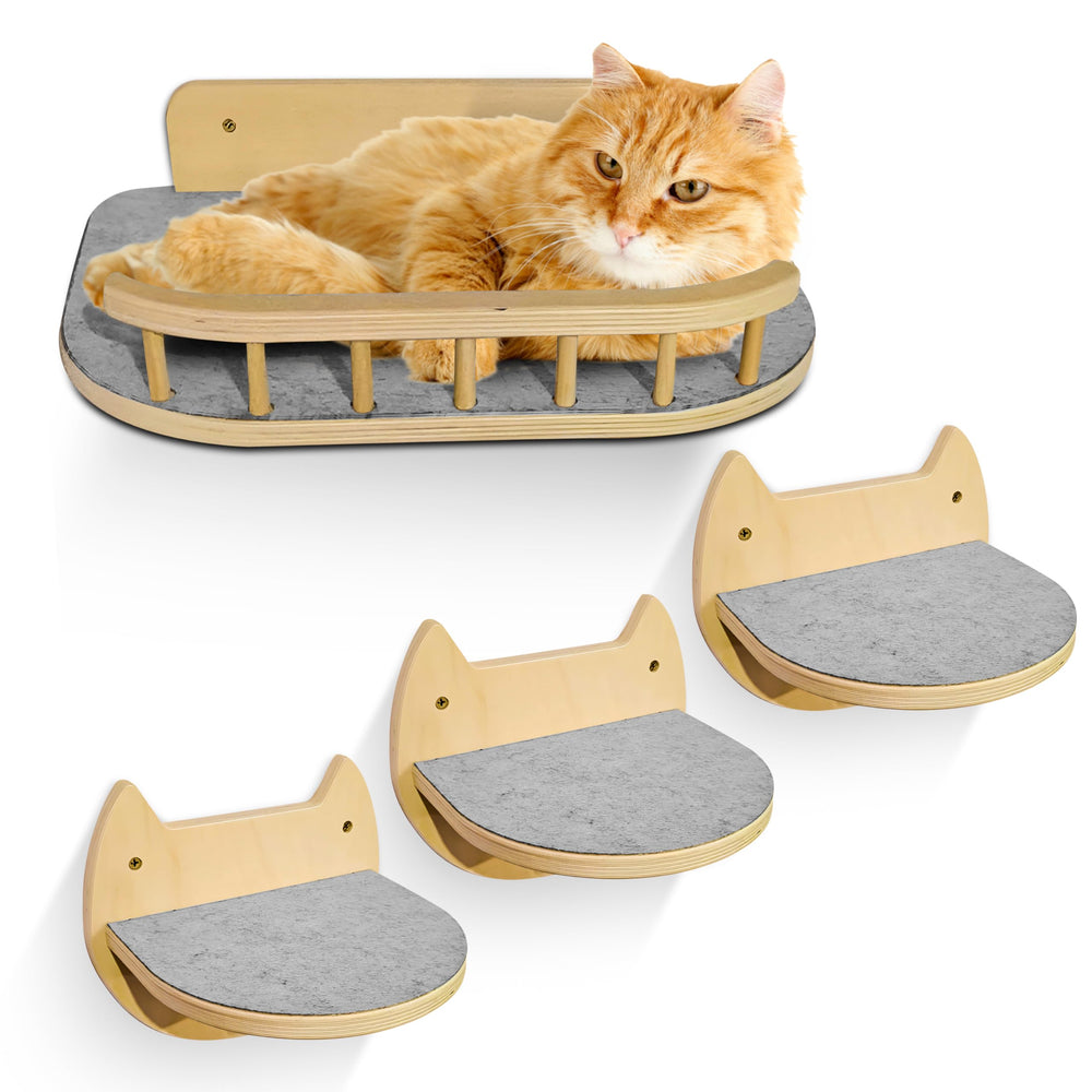 BUOGA Cat Wall Shelves 3-steps perch offers a secure resting spot after play.