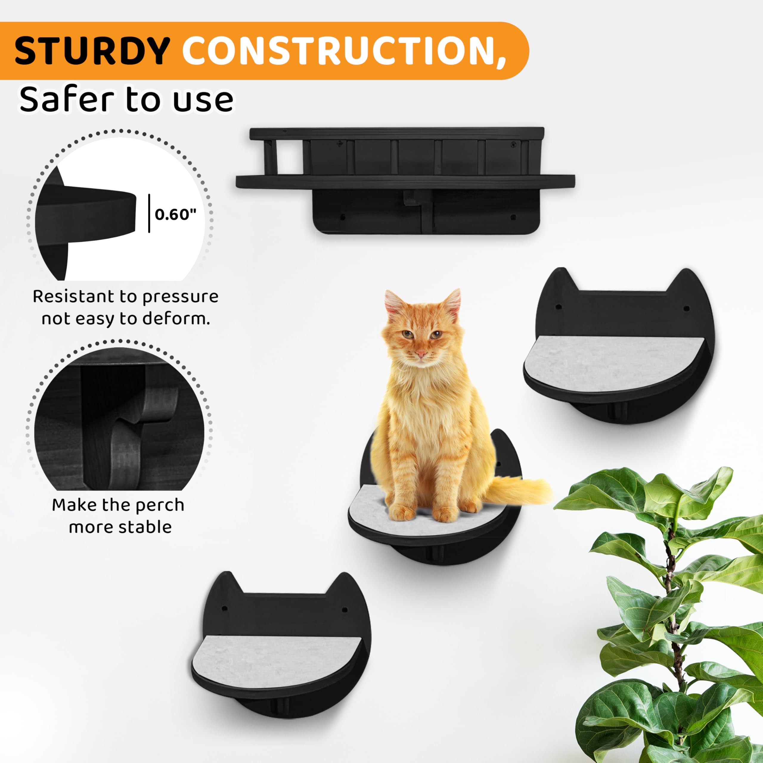 BUOGA cat wall shelves cat playing vertically demonstrates exercise and exploration