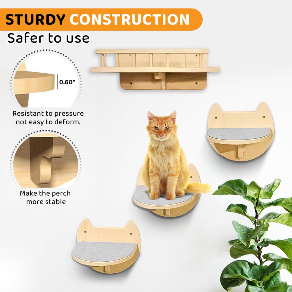 BUOGA Cat Wall Shelves complete kit includes tools for simple mounting.