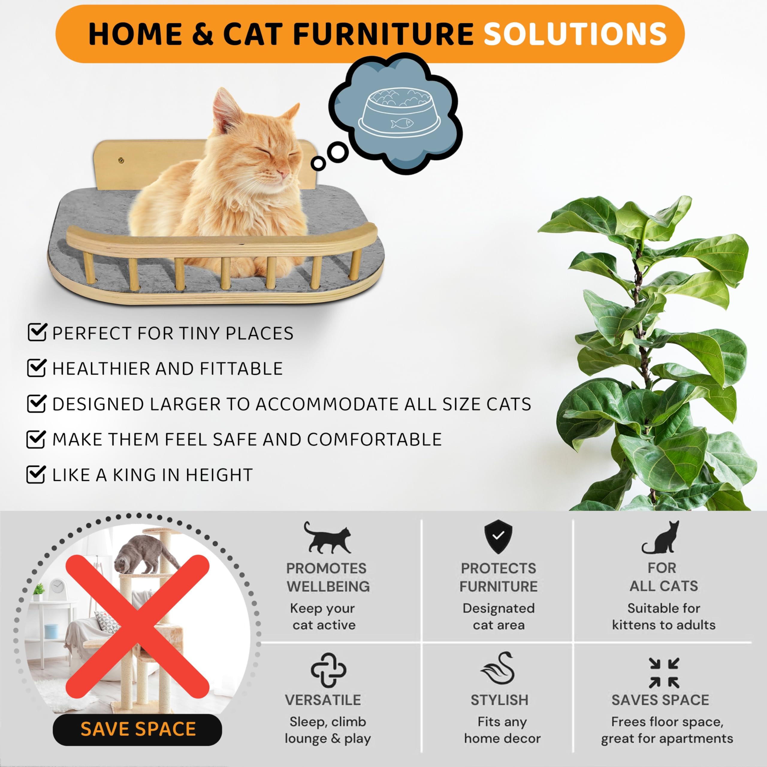 BUOGA Cat Wall Shelves mounting hardware demonstrates quick, secure installation.