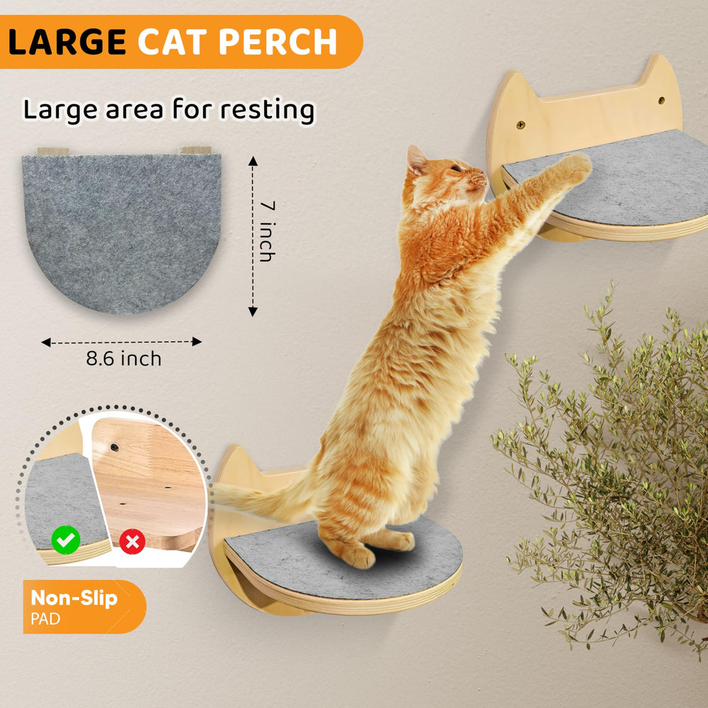 BUOGA Cat Wall Shelves vertical climbing system saves floor space during indoor play.