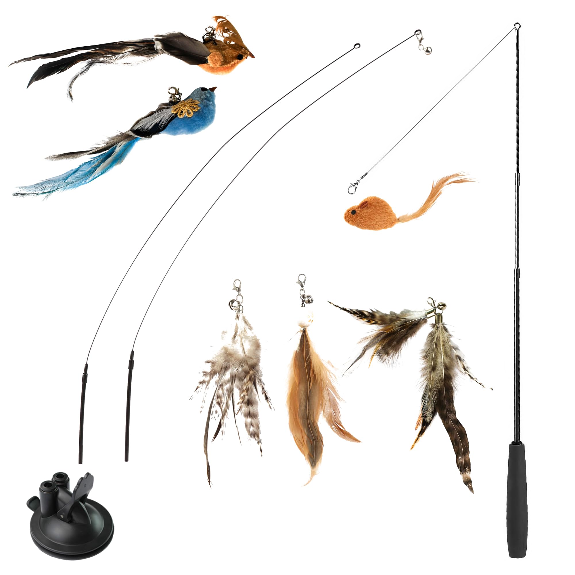 BURCHLIFE interactive bird-toy wand base in action, engaging activity for cats