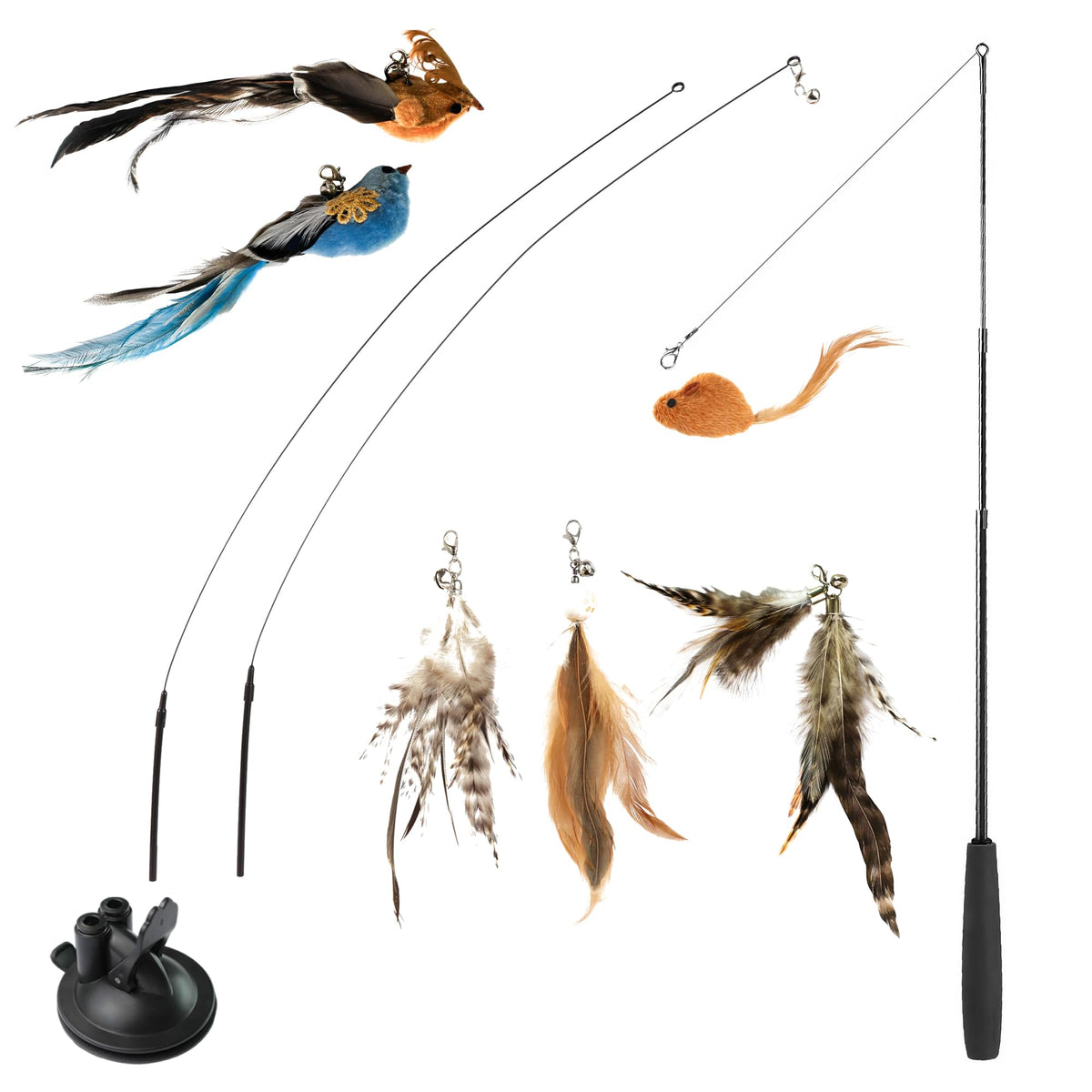 BURCHLIFE interactive bird-toy wand base in action, engaging activity for cats