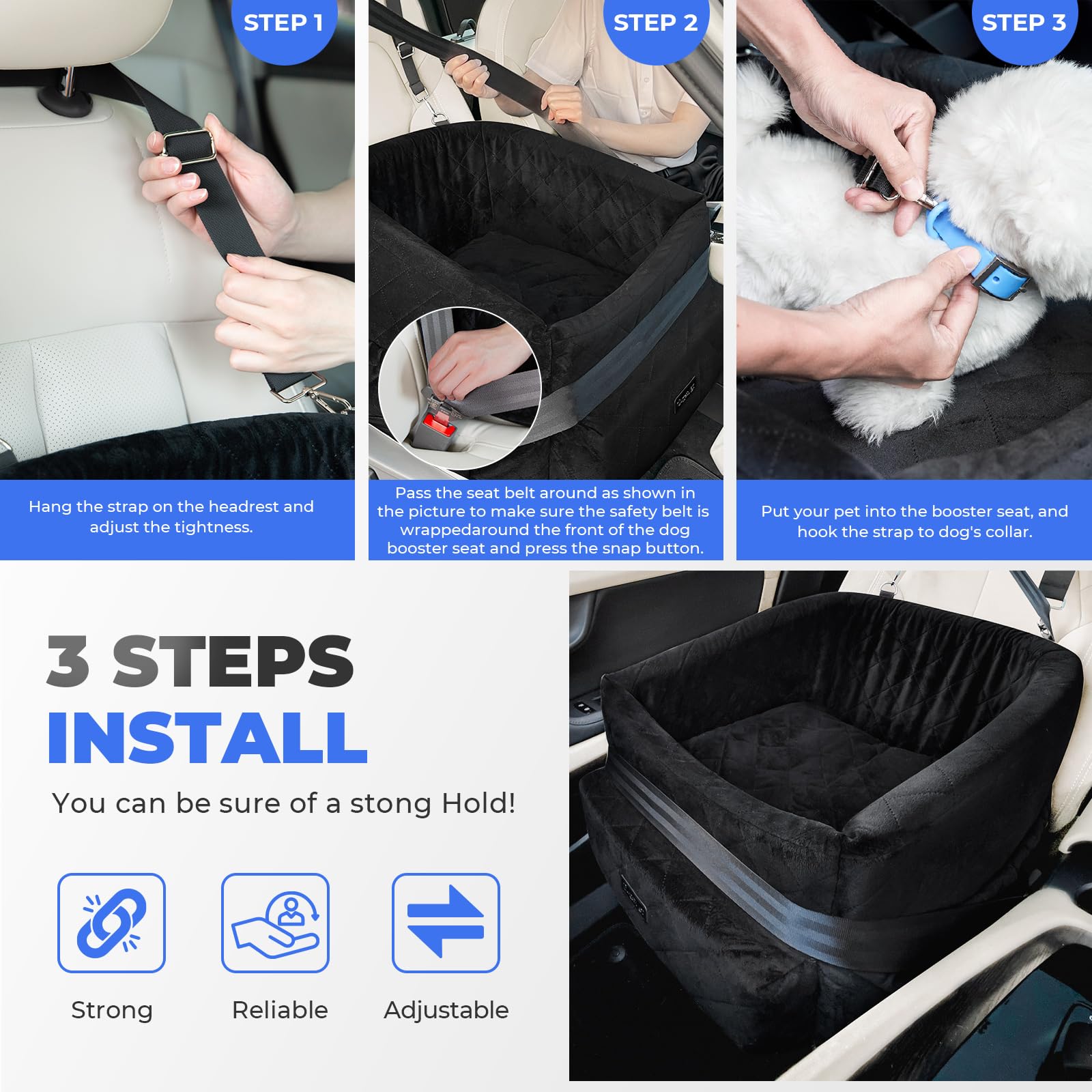 BurgeonNest dog car seat fits most cars, trucks, and SUVs for versatile use