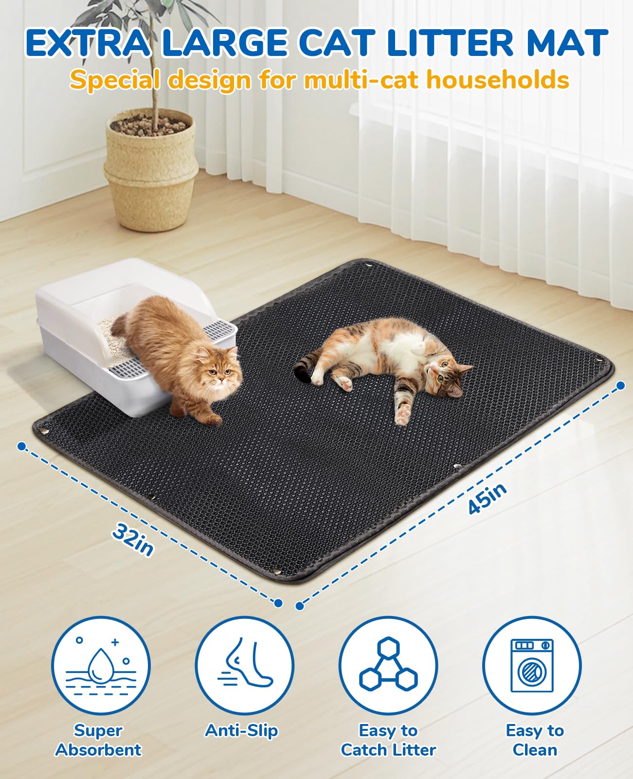 BurgeonNest cat litter mat double-layer design promotes efficient litter gathering.